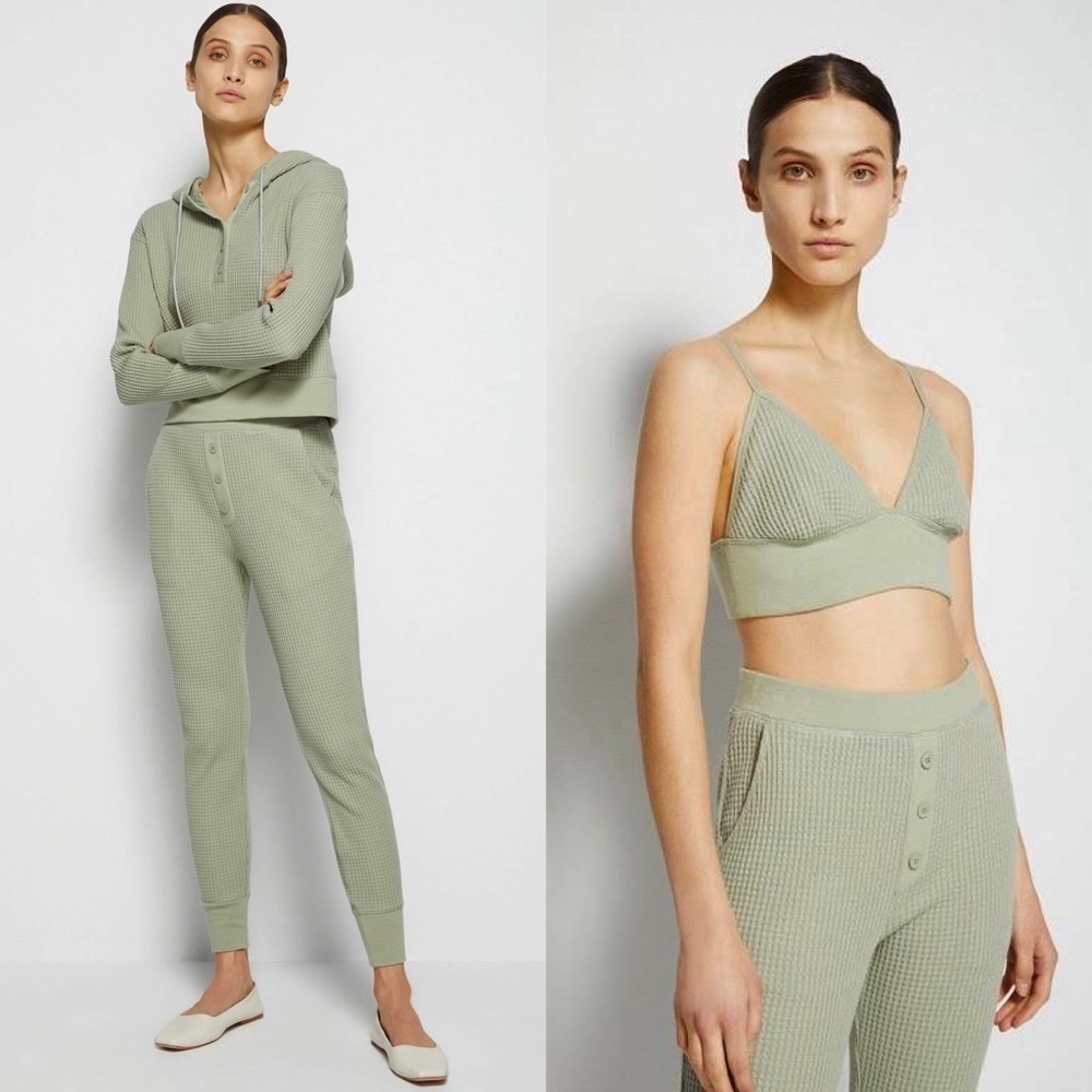 NWT JONATHAN SIMKHAI Sage‎ Waffle Knit High Rise Elastic Waist Jogger Pants S - Picture 2 of 6